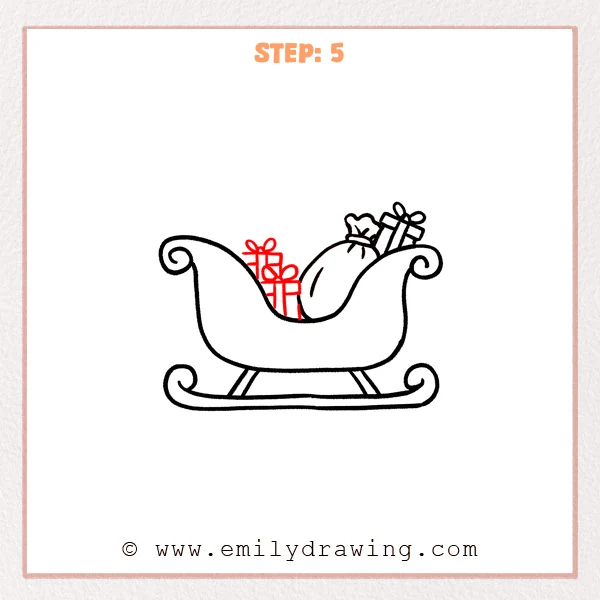 how to draw a santa sleigh - Step 5